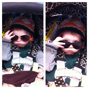 Noah tried on some toddler sunnies at JCrew. What do you think aviators or wayfarers? 