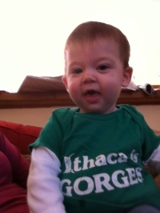 Noah on St. Paddy's Day. Showing his support for the Irish and for Ithaca!